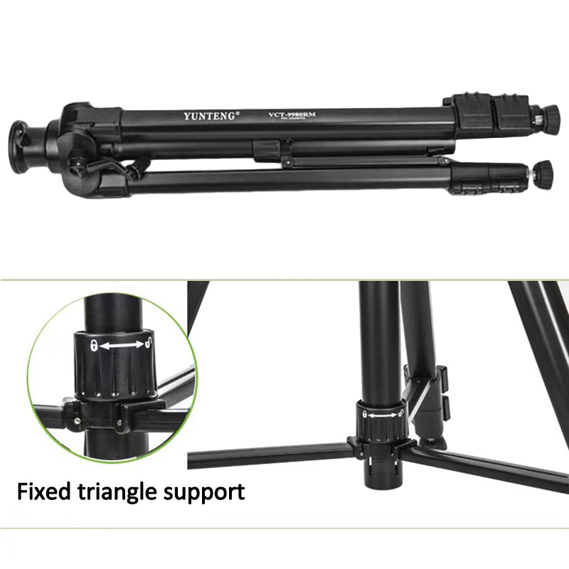 YUNTENG VCT-9980 Camera Tripod Stand Portable Cell Phone Mount Holder with Carrying Bag for Selfie/Vlogging/Video Recording YUNTENG VCT-9980 Camera Tripod Stand Portable Cell Phone Mount Holder with Carrying Bag for Selfie/Vlogging/Video Recording